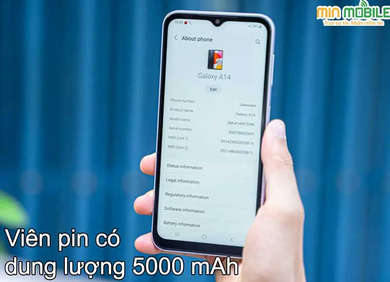 Dung lượng pin 5000mAh giúp người dùng có thể sử dụng điện thoại trong 1 ngày dài