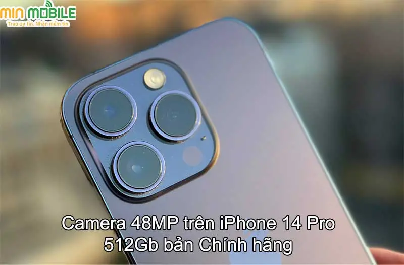 Camera chính của iPhone 14 Pro 512Gb chính hãng có độ phân giải 48MP