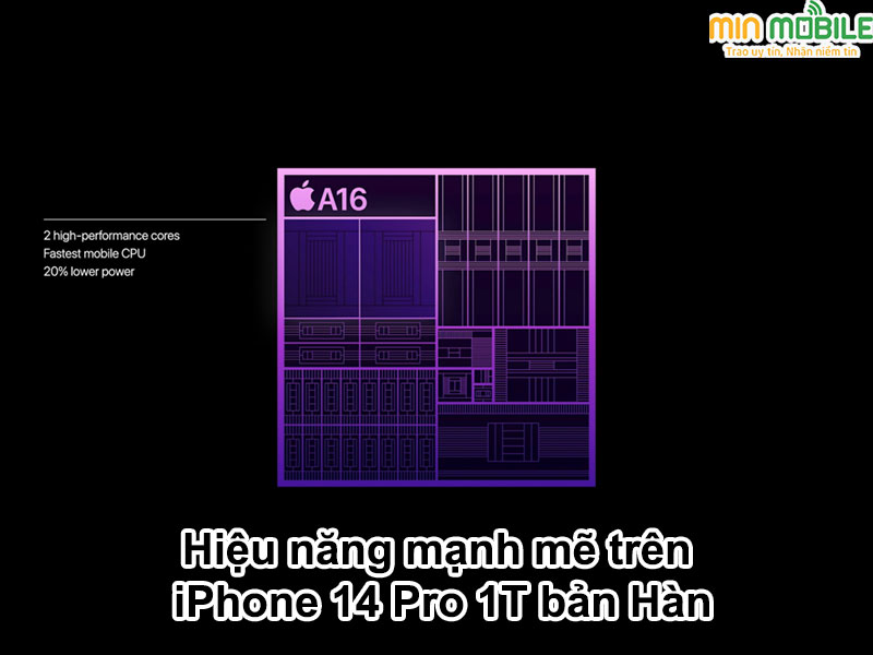 Con chip A16 Bionic giúp hiệu năng trên iPhone 14 Pro 1T vô cùng mạnh mẽ
