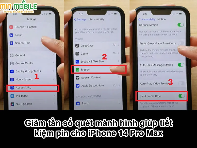 Nếu bạn muốn tiết kiệm pin cho iPhone 14 Pro Max, bạn có thể giảm tần số quét màn hình