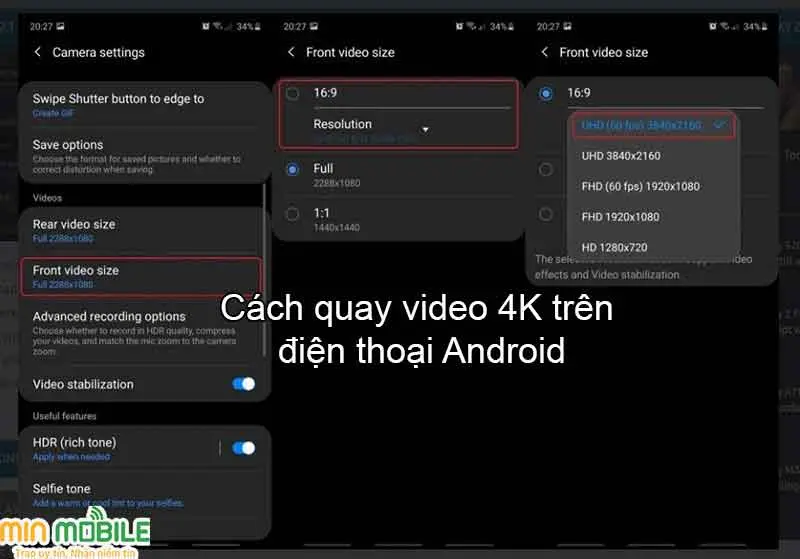 Cách chỉnh quay video 4K trên Android