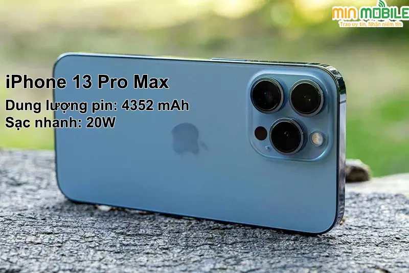 Dung lượng pin của iPhone 13 Pro Max là 4352 mAh và sạc nhanh 20W