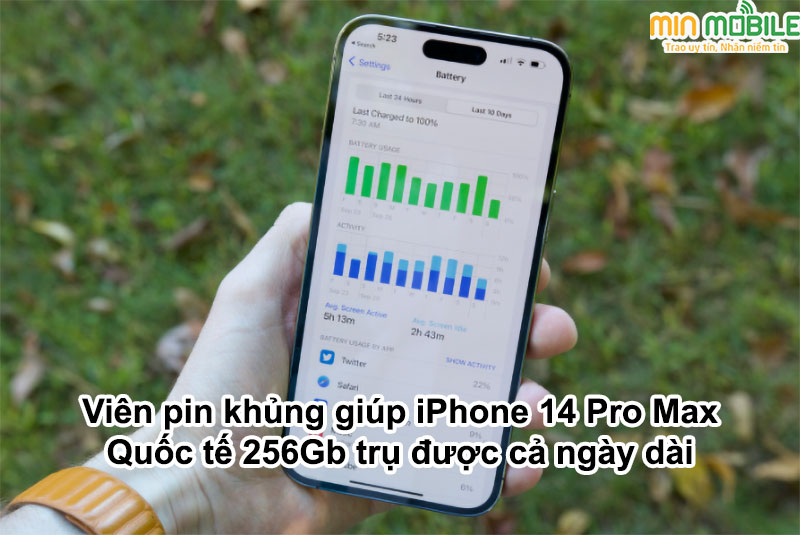 Dung lượng của viên pin iPhone 14 Pro Max 256Gb bản quốc tế là 4323mAh