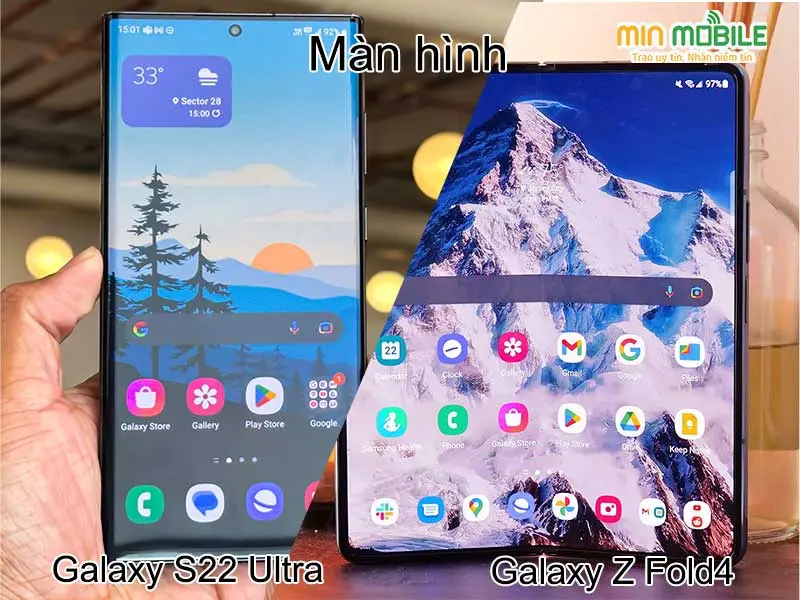 Màn hình của Galaxy S22 Ultra vs Galaxy Z Fold4